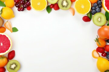 fruits frame with white blank space