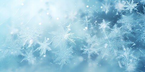 Fototapeta na wymiar Winter Or Christmas Background With Snow Crystals Rime Pattern Closeeup