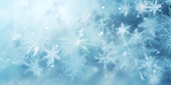 Winter Or Christmas Background With Snow Crystals Rime Pattern Closeeup © candra