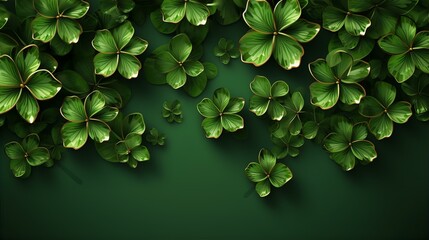 background backdrop with Shamrock leaves on green background
