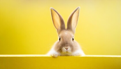 Obraz premium white rabbit on a yellow background