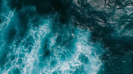 Aerial view of ocean waves creating textures, ideal for backgrounds and wallpapers. tranquil sea surface from above. AI