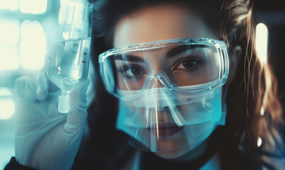 Innovative Laboratory Practices: Young Scientist with Protective Equipment.