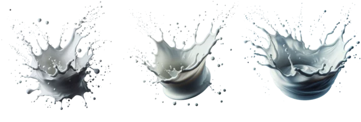 Fototapeten Set of Detailed Milk Splash and Pouring on Transparent or White Background © MrArsalan`s Art
