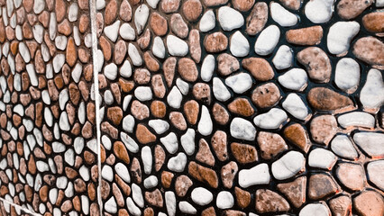 Stone texture background of wall fence. Abstract granite rocks brown, grey facade - Image