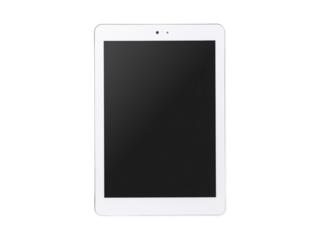 a white tablet with a black screen