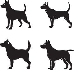 Vector silhouette of dog on white background.