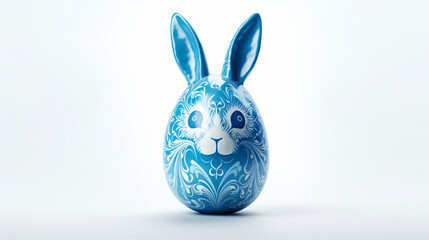 Easter bunny rabbit blue painted egg