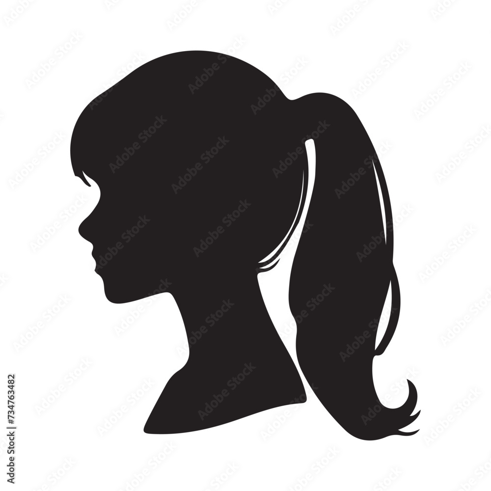 Wall mural beautiful side face women silhouette vector