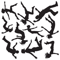 fall people silhouette set vector illustration