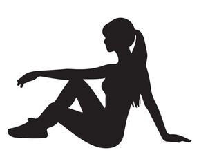 sitting woman silhouette vector illustration