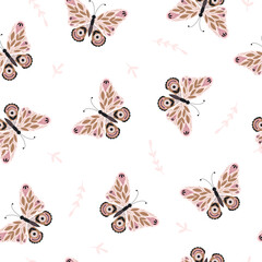Seamless pattern with butterfly. Vector illustration