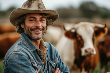 Obraz premium Portrait of a handsome smiling farmer