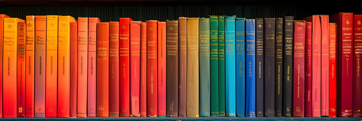colourful books on bookshelf