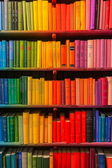 Fototapeta premium colourful books on bookshelf