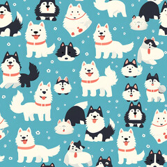Cute dog seamless pattern. Animal background.