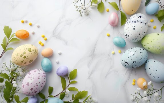 Happy easter decoration background colorful eggs