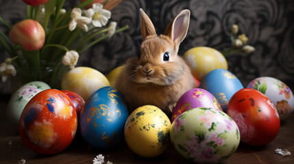 Happy easter day. Easter eggs