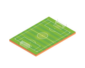 Football pitch with football goals in isometric view