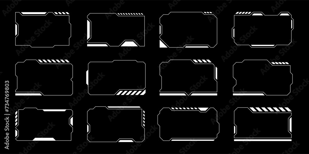 Poster sci-fi futuristic hud dashboard display virtual reality technology screen. user interface set. stati