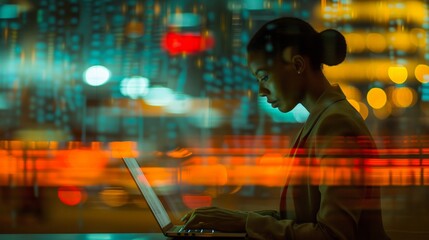 Entrepreneur, creative, freelancer, investor Business trip traveling, African American female businesswoman, using laptop device, executive coworker woman, remote working in passengers room terminal