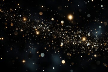 Image of Black glitter star galaxy, black bokeh star banner printed on Printed Glass Splashbacks