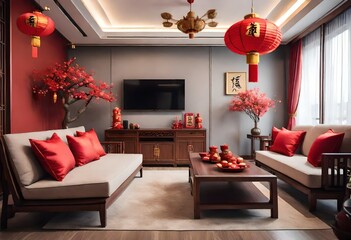 Festive Living Room Decoration for Celebration, Chinese New Year Celebrations