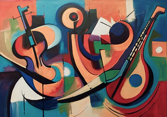 Graffiti on the wall. Colorful abstract painting on the wall. Modern contemporary art.