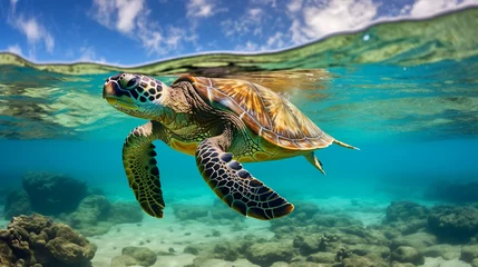Fotobehang Green Sea Turtle © Gefer
