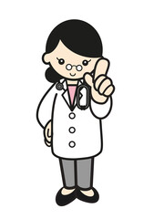 指さしポーズをする女医