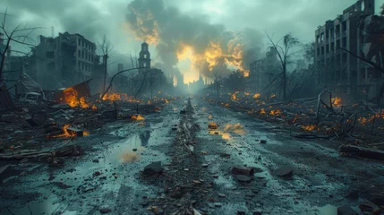 Fotobehang Aftermath of Apocalyptic War © Balerinastock