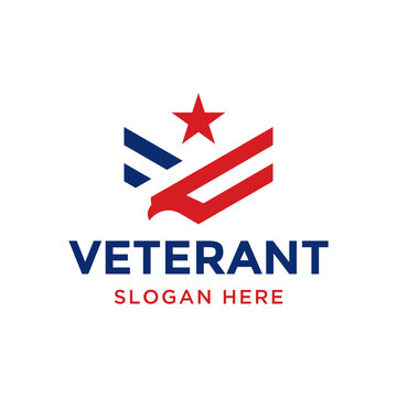 eagle veteran logo design vector illustration