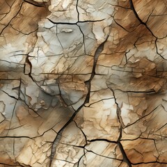 Seamless abstract wood cracked decor pattern