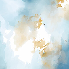 blue watercolor background with gold and white splatters