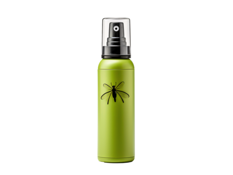 a green spray bottle with a black spider on it