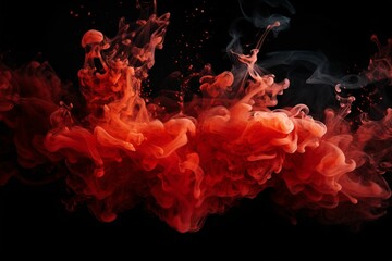 Red smoke explosion on black background