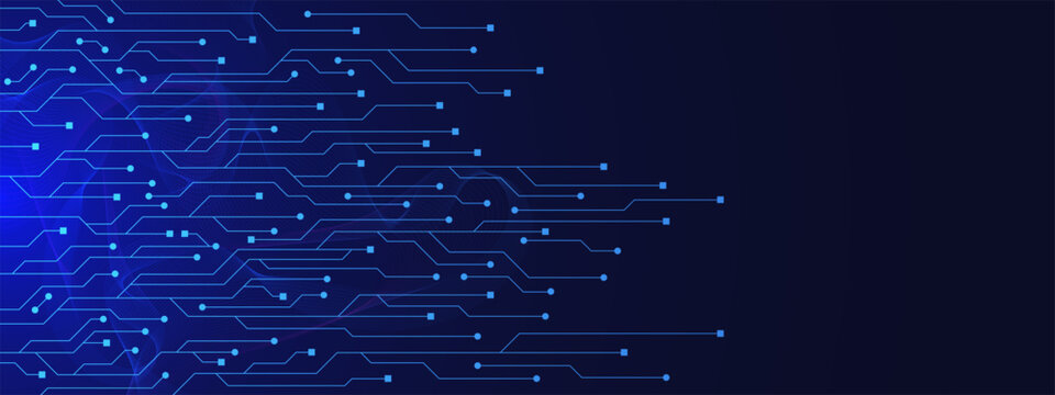 Abstract blue circuit board technology futuristic. High computer and digital technology and communication concept background.