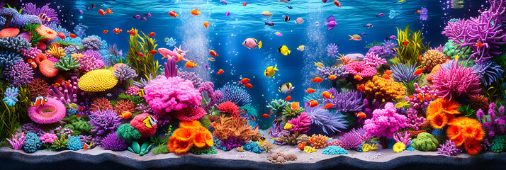 Fototapeta na wymiar Underwater wonder, a vivid exploration of marine life and coral reefs, showcasing the oceans hidden beauty