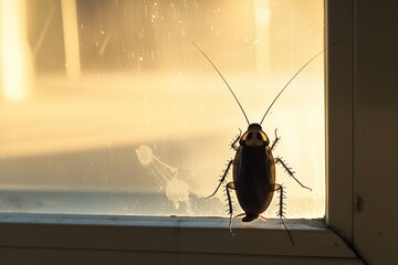 cockroach silhouette against the light of a kitchen window