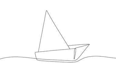 Origami. Boat. One line