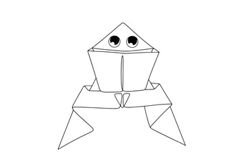 Fototapeta na wymiar Origami. Frog. One line