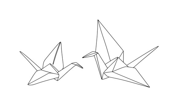 Origami. Pigeons. One line