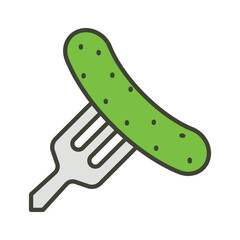 Pickled cucumber on fork icon design, up for premium use
