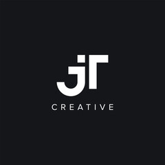 Alphabet Letters JT TJ Minimal Logo Initial Based Monogram Icon Vector.