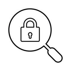 SEO Lock Search icon. Line, outline design.
