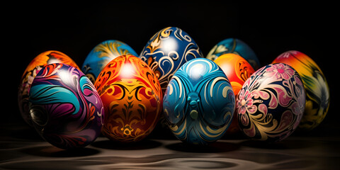 A collection of painted easter eggs.
