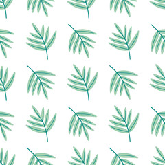 Botanical foliage seamless pattern. Rustic background with green leaves. Leafy print for textile, packaging, wallpaper, design, vector illustration