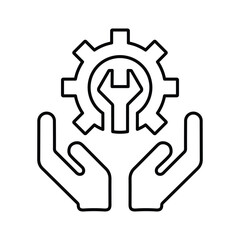 Hand Support & Fix icon. Line, outline design.