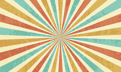 Vector Colored Retro Vintage Sunburst Lines Background