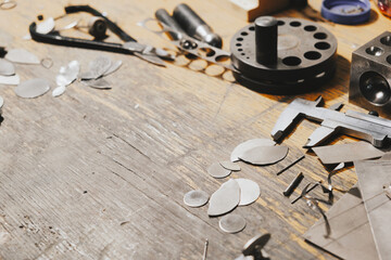 Desktop for craft jewellery making with professional tools.